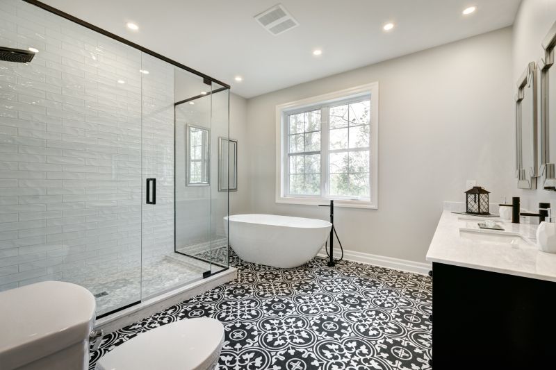 Modern bathroom with walk-in shower