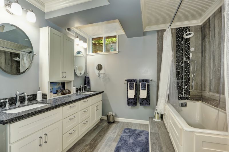 Renovated bathroom with dual sinks